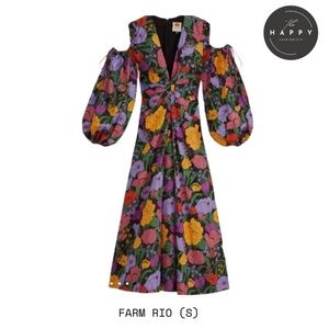 FARM RIO Black Bucolic Garden Cut Out Maxi Dress (S)